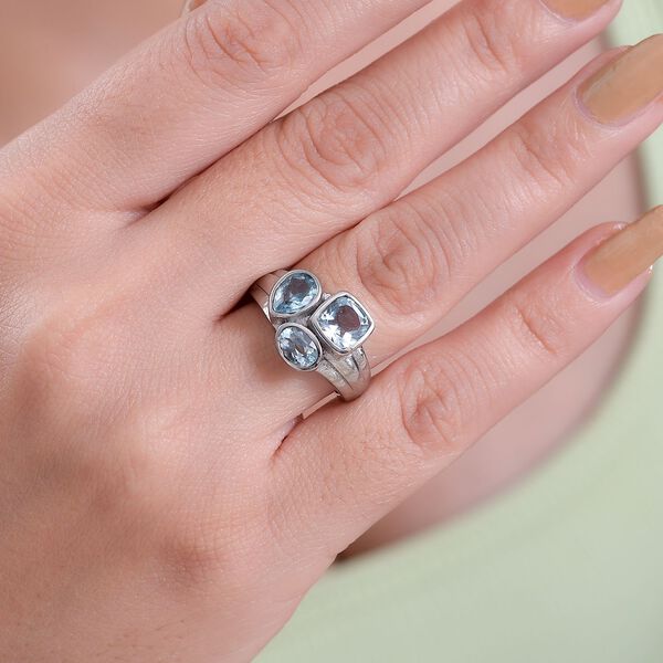 Himmelblauer Topas Ring Edelstahl (Gr&ouml;&szlig;e 17.00) ca. 2,67 ct image number 3