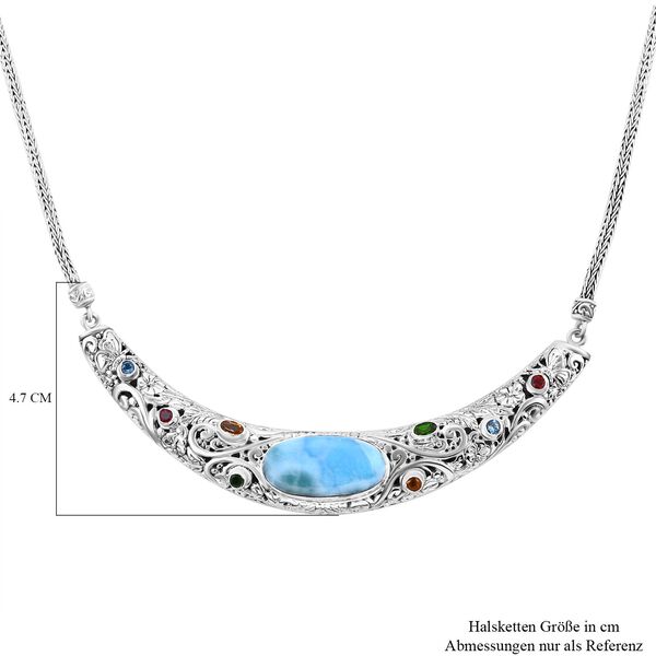 Larimar, Roter Granat Halskette ca. 50 cm 925 Silber ca. 19.55 ct image number 7