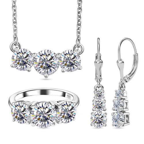 Moissanit Schmuckset, 925 Silber platiniert - 7,19 ct. image number 0