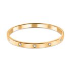 Weißer Zirkonia Armreif, ca. 18.5 cm Reiner Edelstahl, vergoldet