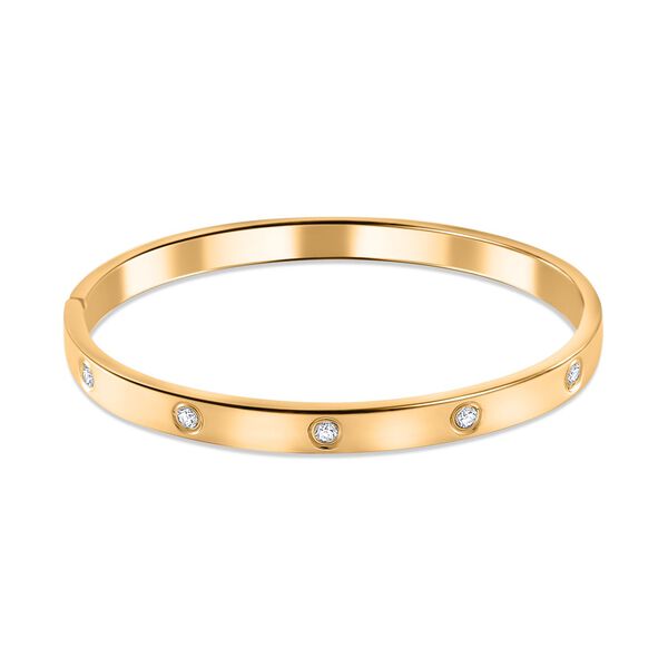 Wei&szlig;er Zirkonia Armreif, ca. 18.5 cm Reiner Edelstahl, vergoldet