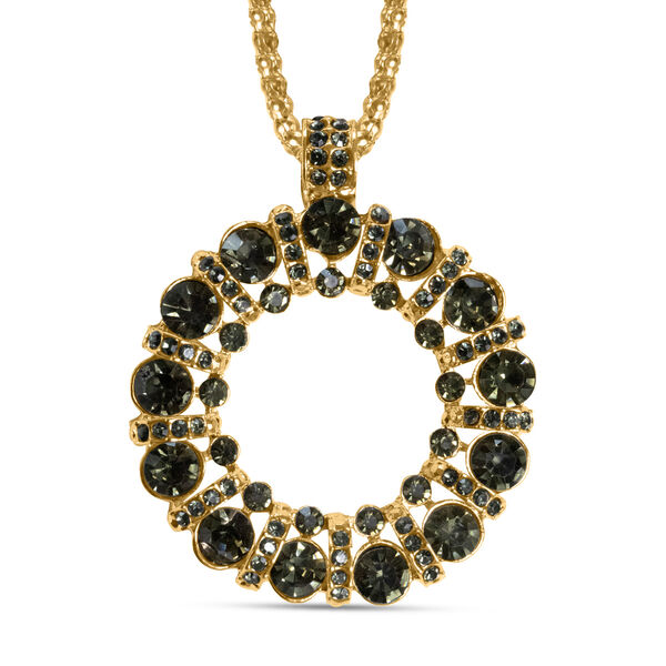 Neongrüner Kristall Halskette ca. 70 cm  Std Schwarz image number 8