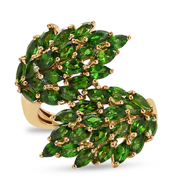 nat&uuml;rlicher Chromdiopsid Bypass Ring 925 Silber vergoldet  ca. 3,64 ct