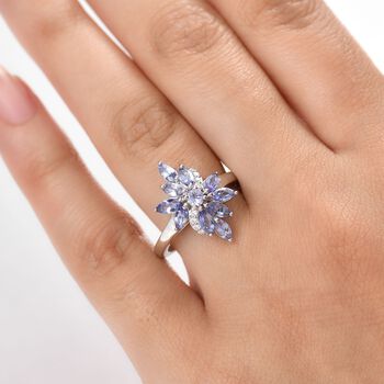 Tansanit und Moissanit Ring  - 1,75 ct.