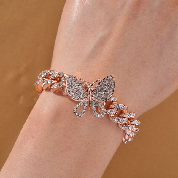 DESIGNER INSPIRIERT Weißer Kristall Armband ca. 19 cm, Rosefarben image number 2