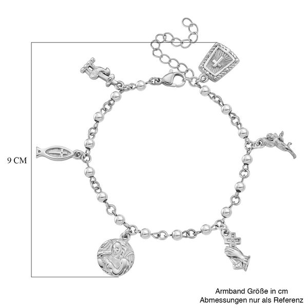 Charm-Armband mit Symbol Anh&auml;ngern, 316L Edelstahl, Silberfarben, ca. 19 cm image number 6