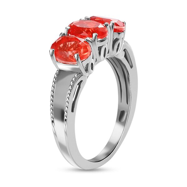 Padparadscha Triplett Quarz-Ring, 925 Silber platiniert (Gr&ouml;&szlig;e 17.00) ca. 2,63 ct image number 5