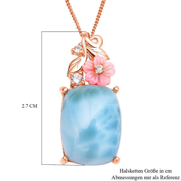 Jardin Kollektion - Larimar und rosa Perlmutt-Anh&auml;nger mit Kette, 925 Silber ros&eacute;vergoldet ca. 10,39 ct image number 6