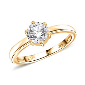 Moissanit Ring 925 Silber vergoldet (Größe 19.00) ca. 0,75 ct