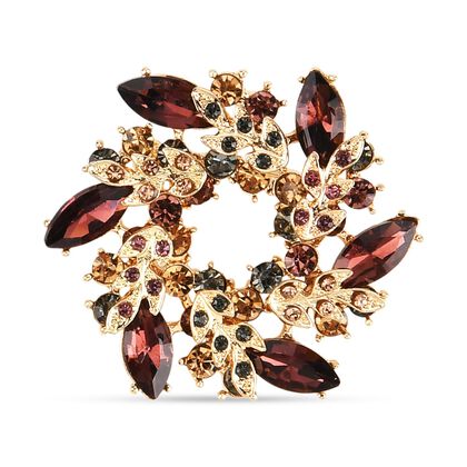 Mehrfarbiger Kristall Brosche  Gelb