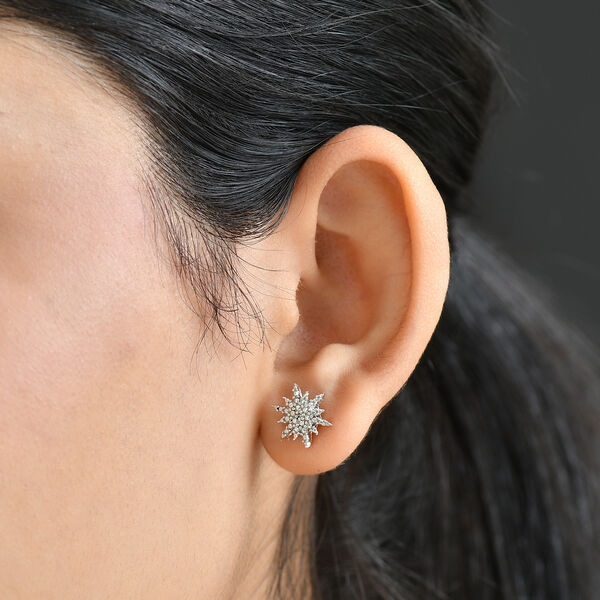 Weißer Diamant Ohrringe 925 Silber platiniert image number 2