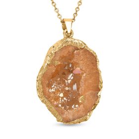 Champagner Drusy Quarz-Anhänger mit 50+5cm Kette - 125,30 ct.