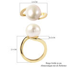 Weiße Edison Perle Solitär Ring 925 Silber Gelbgold-Überzug image number 6