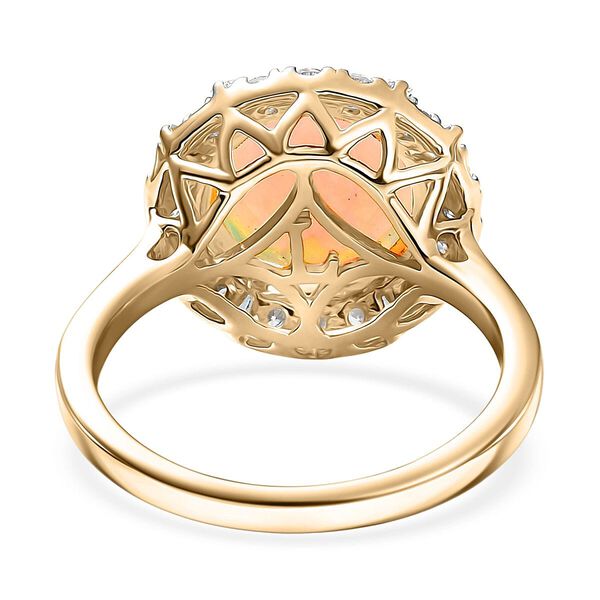 LUXURIANT AGI zertifizierter und gepr&uuml;fter AAA nat&uuml;rlicher, &auml;thiopischer Welo Opal und Labor Diamant Ring in 417 Gelbgold - 2,69 ct. image number 4