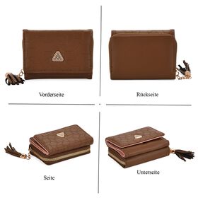 PU-Geldbörse mit RFID-Schutz, 11x8x4cm, Braun