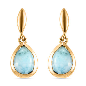 Larimar-Ohrringe, 925 Silber vergoldet ca. 2,43 ct