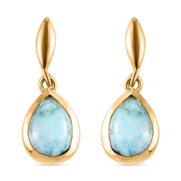 Larimar-Ohrringe, 925 Silber vergoldet ca. 2,43 ct