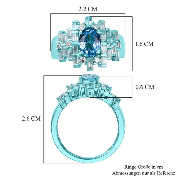 D'Joy AA blauer Zirkon und Moissanit Ring - 3,12 ct. image number 6
