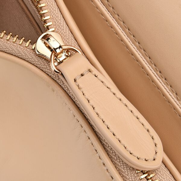 LA MAREY Brokat Crossbody Tasche aus Seide und Echtleder, 23x13x7cm, Beige image number 6