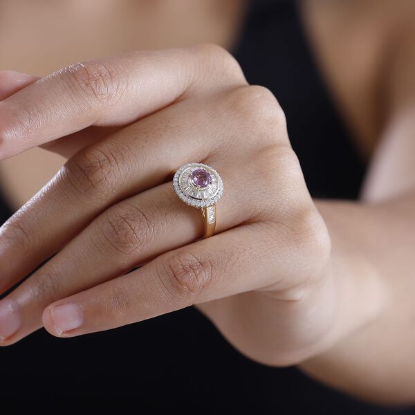 LUXORO zertifiziert und gepr&uuml;ft AAA rosa Saphir und Diamant Ring in 585 Gold - 1,65 ct. image number 2