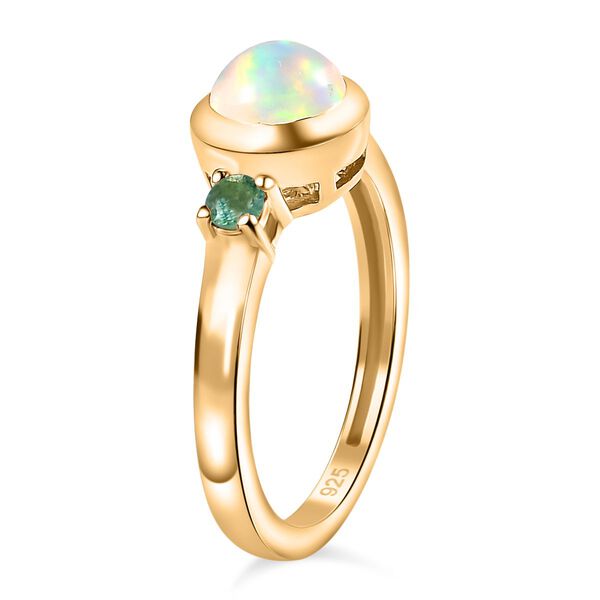 AA Natürlicher, äthiopischer Welo Opal, Smaragd Ring 925 Silber vergoldet (Größe 16.00) ca. 0,69 ct image number 6