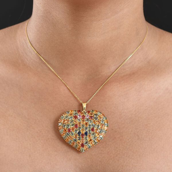 D'Joy mehrfarbiger Saphir Anh&auml;nger mit 50cm Kette - 24,48 ct. image number 2