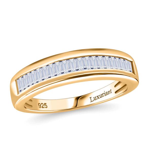 LUXURIANT VS-EF Labor Diamant Ring, 925 Silber 750 Gelbgold Vermeil - 0,50 ct. image number 4