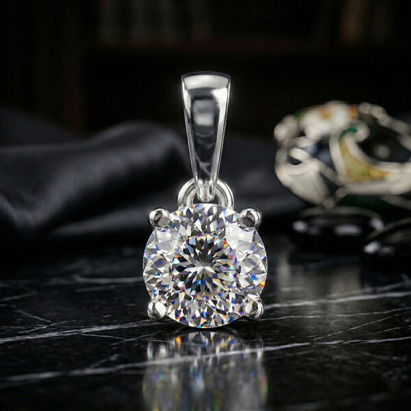 D'Joy 120 Facetten Moissanit Anh&auml;nger 925 Silber platiniert ca. 0.78 ct image number 1