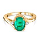 Smaragd-Quarz-Triplette, Weißer Zirkon Ring, 925 Silber vergoldet (Größe 18.00) ca. 2.30 ct