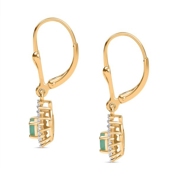Eternal Spark - D joy Kagem Sambischer Smaragd, Weißer Zirkon Ohrringe 925 Silber 750 Gelb Vergoldet ca. 0,53 ct. image number 4