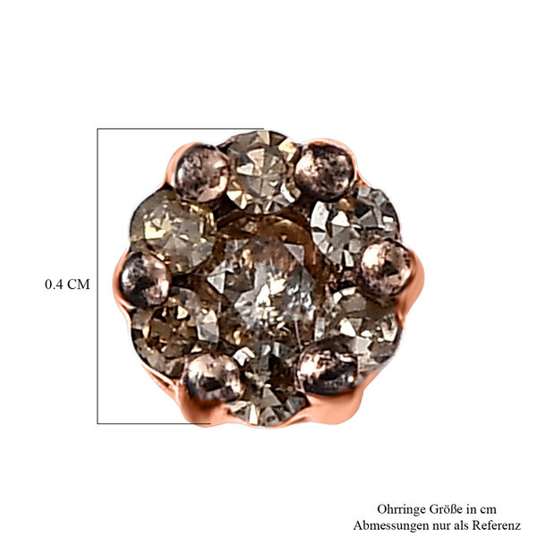 D'Joy Natürlicher Champagner Diamant Ohrringe 925 Silber 750 Roségold Vermeil ca. 0.12 ct image number 4