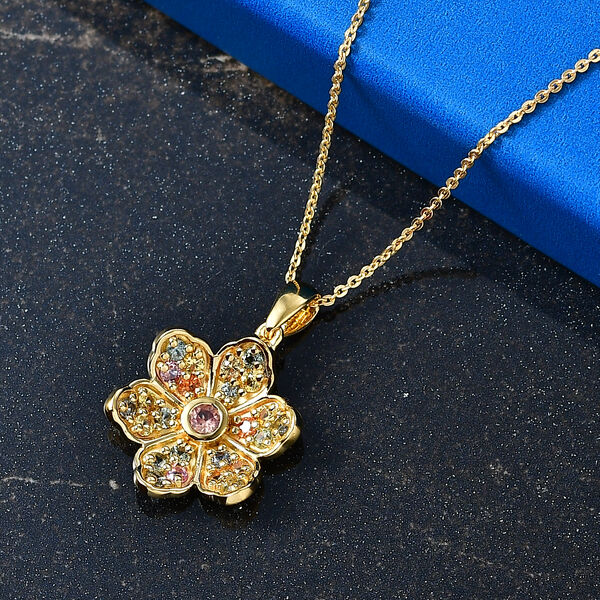 D'Joy Mehrfarbig Saphir Schmuckset ca. 50 cm 925 Silber 750 Gelbgold vermeil ca. 1,15 ct. image number 1