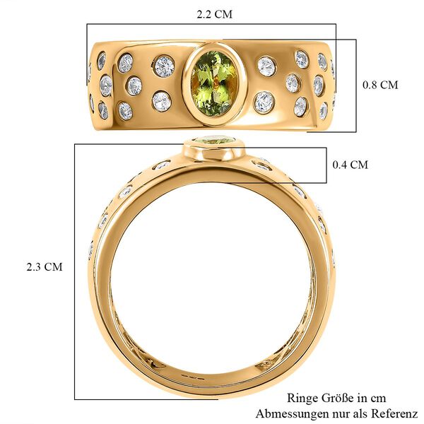 AA Calabar-Turmalin, Weißer Zirkon Ringe 925 Silber Gelbgold Vermeil (Größe 17.00) ca. 0.97 ct image number 7