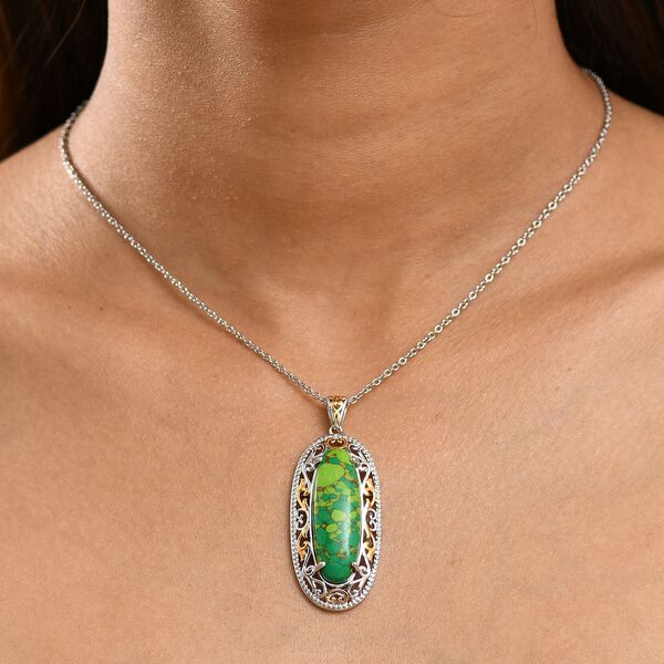 Grüner Türkis Anhänger mit 50cm Kette -  17 ct. image number 3