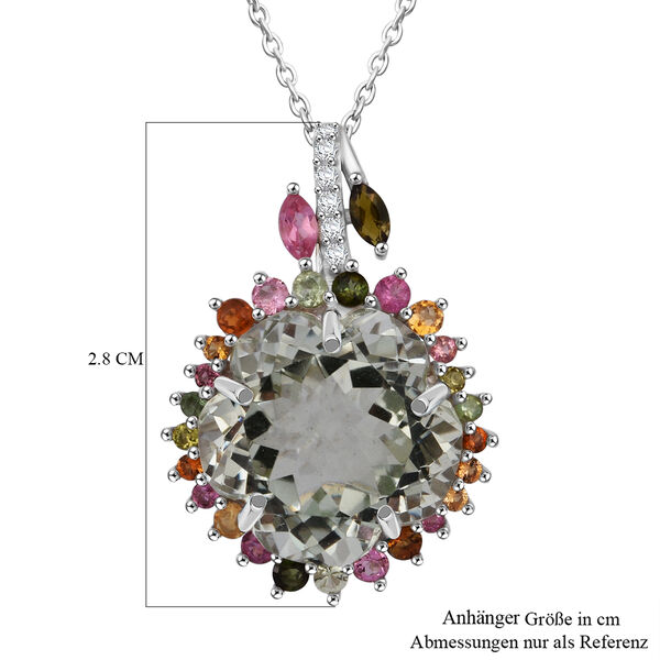 AA Prasiolith, Multi-Turmalin und Zirkon Anh&auml;nger mit 50cm Kette - 11,17 ct. image number 7