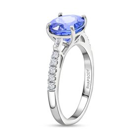 RHAPSODY zertifiziert und geprüft AAAA Tansanit und Diamant Ring in 950 Platin - 3,51 ct.