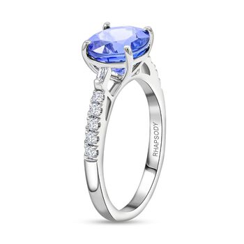 RHAPSODY zertifiziert und gepr&uuml;ft AAAA Tansanit und Diamant Ring in 950 Platin - 3,51 ct.