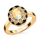 Natürlicher Äthiopischer Opal und Zirkon Ring 925 Silber vergoldet  ca. 0,67 ct image number 3