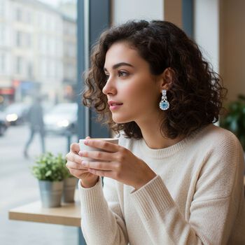 D'Joy AA blaue und wei&szlig;e Zirkon Ohrringe - 2 ct.