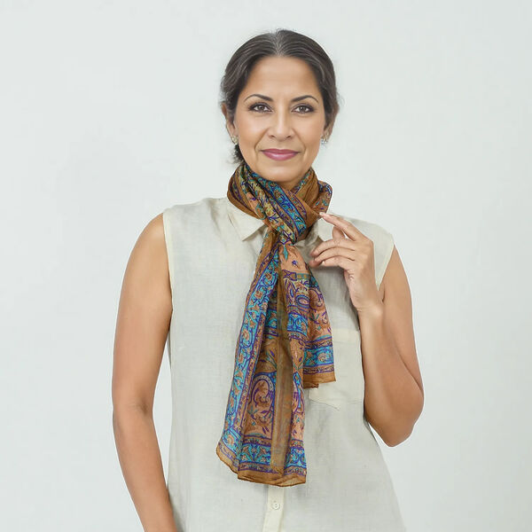 Luxuri&ouml;ser Seidenschal mit Paisleymuster, 100%  feinste Seide, Gold image number 0