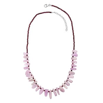 D'Joy Kunzit und Rhodolith Granat 45+5cm Halskette - 123 ct.