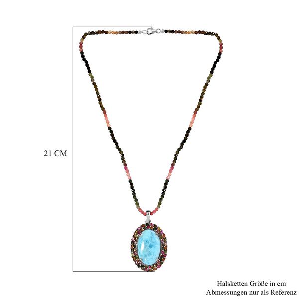 Larimar und mehrfarbiger Turmalin-Anh&auml;nger mit Kette - 79,50 ct. image number 5