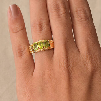 Peridot Ring 316L Edelstahl vergoldet (Gr&ouml;&szlig;e 18.00) ca. 1.52 ct
