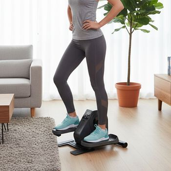 LIVMORE Elektro Fitness Stepper f&uuml;r zuhause, sanftes Training, leise, LCD Display, Fernbedienung, Anti Rutsch Pedale, Schwarz, 1 Jahr Garantie inkl.