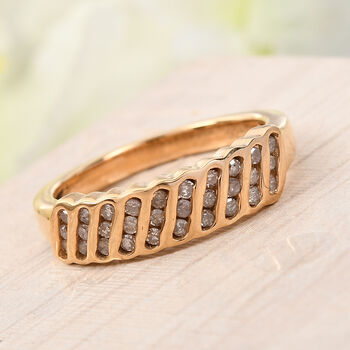 Wei&szlig;er Diamant P Ring 925 Silber Vermeil YG ca. 0,33 ct.