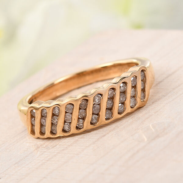 Wei&szlig;er Diamant P Ring 925 Silber Vermeil YG ca. 0,33 ct. image number 2