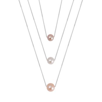 Mehrfarbige S&uuml;&szlig;wasser Perle Halskette ca. 50 cm 925 Silber rhodiniert