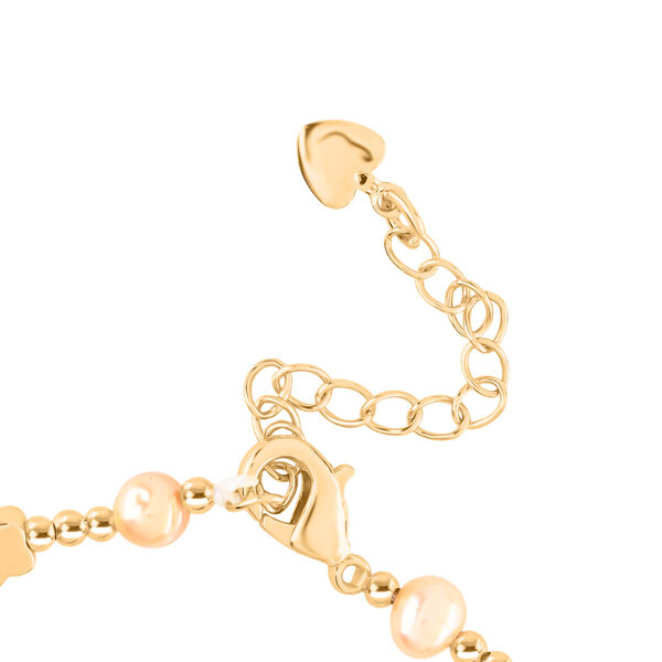 Rosa S&uuml;&szlig;wasser Perle, Lila S&uuml;&szlig;wasser Perle Armband ca. 15.85 cm + 3.5 cm Extender, Nickelfreies Messing, Goldfarben image number 6