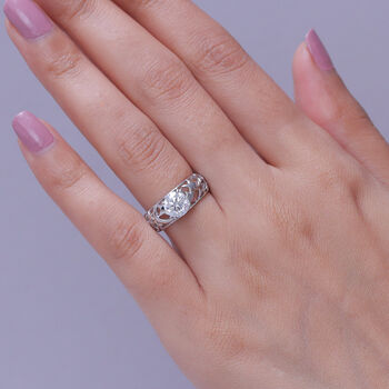 D'Joy Moissanit Ring 925 Silber Platiniert (Gr&ouml;&szlig;e 17.00) ca. 1,20 ct