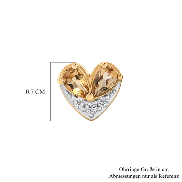 GP Amore Kollektion - Citrin, Wei&szlig;er Zirkon Ohrringe 925 Silber 750 Gelb Vergoldet ca. 0.95 ct image number 4